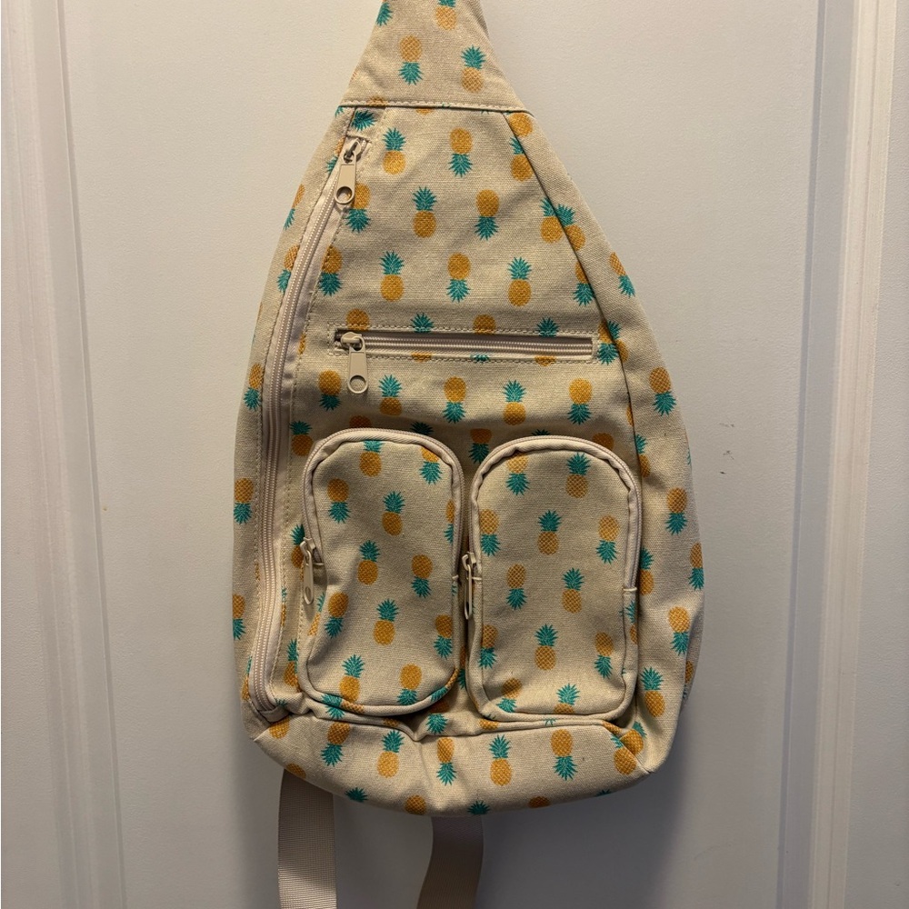 Pineapple Print Sling Backpack